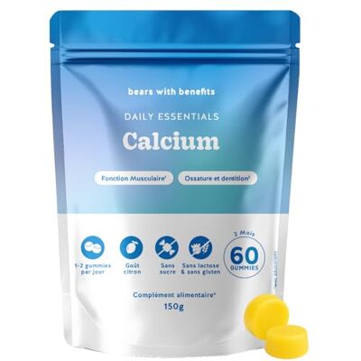 Bears with Benefits Gummies Calcium 500mg – Daily Essentials – Contribue à une Fonction Musculaire Normale et Maintien d’Os et de Dents Normaux – 60 Unités (2 Mois) – Vegan, Sans Sucre – - Publicité Bears with Benefits Gummies Calcium 500mg – Daily Essentials – Contribue à une Fonction Musculaire Normale et Maintien d’Os et de Dents Normaux – 60 Unités (2 Mois) – Vegan, Sans Sucre – - Publicité