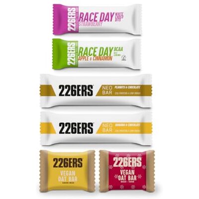 226ERS Pack Snacks 6 Barres de Protéines Énergétiques Barres Protéinées Vegan, Sans Gluten et Sans Sucre - Publicité 226ERS Pack Snacks 6 Barres de Protéines Énergétiques Barres Protéinées Vegan, Sans Gluten et Sans Sucre - Publicité