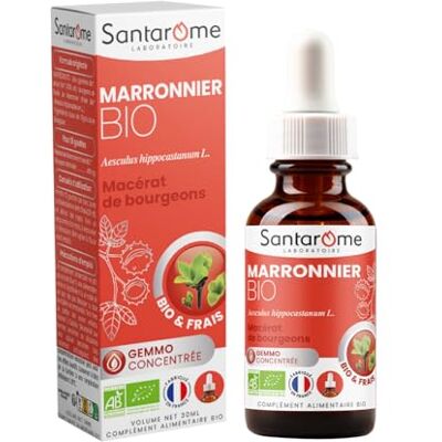 BIO + Santarome Marronnier Bio – Macérat de Bourgeons Frais – Circulation & Jambes lourdes Pour des jambes légères – Gemmo Concentrée – Complément Alimentaire Bio – 30 ml Fabriqué en France - Publicité BIO + Santarome Marronnier Bio – Macérat de Bourgeons Frais – Circulation & Jambes lourdes Pour des jambes légères – Gemmo Concentrée – Complément Alimentaire Bio – 30 ml Fabriqué en France - Publicité