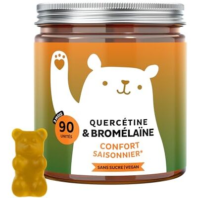Bears with Benefits Gummies Quercétine et Bromélaïne Confort Saisonnier avec Vitamine C & Zinc Immunité & Fatigue 90 unités (3 mois) Vegan, Sans sucre - Publicité Bears with Benefits Gummies Quercétine et Bromélaïne Confort Saisonnier avec Vitamine C & Zinc Immunité & Fatigue 90 unités (3 mois) Vegan, Sans sucre - Publicité