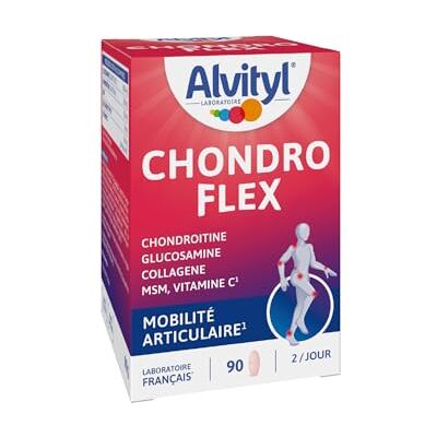 Alvityl Chondroflex FORMAT x90 Mobilité articulaire 45 jours de prise renouvelable – Chondroflex Glucosamine + Chondroïtine + Collagène Type II + MSM + Vitamine C – 90 comprimés - Publicité Alvityl Chondroflex FORMAT x90 Mobilité articulaire 45 jours de prise renouvelable – Chondroflex Glucosamine + Chondroïtine + Collagène Type II + MSM + Vitamine C – 90 comprimés - Publicité
