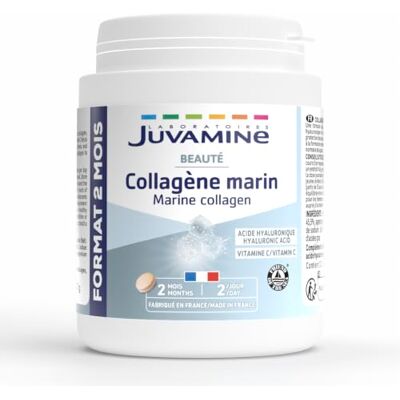 JUVAMINE Collagène Marin et Acide Hyaluronique Vitamine C Beauté Peau et Articulations Programme de 2 mois 120 Comprimés Fabriqué en France - Publicité JUVAMINE Collagène Marin et Acide Hyaluronique Vitamine C Beauté Peau et Articulations Programme de 2 mois 120 Comprimés Fabriqué en France - Publicité