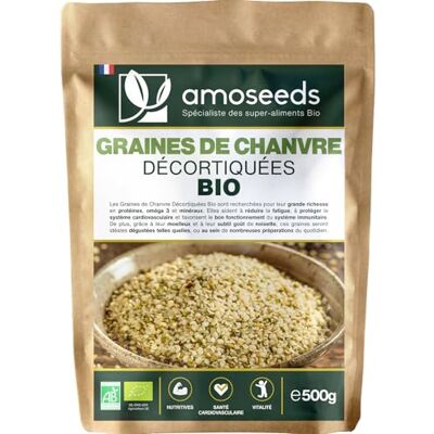 Amoseeds Graines de Chanvre Décortiquées Bio 500G Origine EU, Protéines végétales, Anti-fatigue Qualité Supérieure - Publicité Amoseeds Graines de Chanvre Décortiquées Bio 500G Origine EU, Protéines végétales, Anti-fatigue Qualité Supérieure - Publicité