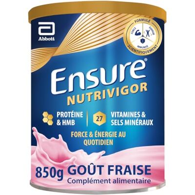 Ensure NutriVigor Shake Fraise - CaHMB, Protéines & Vitamines - Publicité Ensure NutriVigor Shake Fraise - CaHMB, Protéines & Vitamines - Publicité