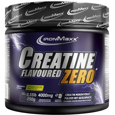 IronMaxx Créatine en poudre Flavoured Zero Thé Glacé au Citron 250g – 4600 mg de créatine monohydrate par portion, végan, sans sucre, complément sportif goût cerise pour musculation et fitness - Publicité IronMaxx Créatine en poudre Flavoured Zero Thé Glacé au Citron 250g – 4600 mg de créatine monohydrate par portion, végan, sans sucre, complément sportif goût cerise pour musculation et fitness - Publicité