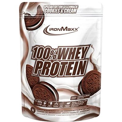 IronMaxx 100% Whey Protein 500g Cookies Et Crème Special Edition Leckerer High Protein Shake, 37g Protéine par portion, boisson énergisante pour entraînement intensif, avec BCAA et EAA - Publicité IronMaxx 100% Whey Protein 500g Cookies Et Crème Special Edition Leckerer High Protein Shake, 37g Protéine par portion, boisson énergisante pour entraînement intensif, avec BCAA et EAA - Publicité