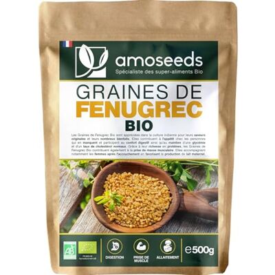 Amoseeds Graines de Fenugrec Bio 500G Qualité Supérieure Digestion, Détox, Troubles Hormonaux, Prise de Muscle - Publicité Amoseeds Graines de Fenugrec Bio 500G Qualité Supérieure Digestion, Détox, Troubles Hormonaux, Prise de Muscle - Publicité