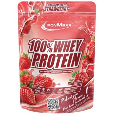 IronMaxx - 100% Whey Protein - Fraise - 500 g - Protein powder - Publicité IronMaxx - 100% Whey Protein - Fraise - 500 g - Protein powder - Publicité