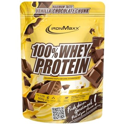 IronMaxx 100% Whey Protein Chocolat Vanille – Poudre de protéines de lactosérum hydrosoluble Riche en protéines Contient naturellement des BCAA Faible en sucre Proteine Whey 500 gramme - Publicité IronMaxx 100% Whey Protein Chocolat Vanille – Poudre de protéines de lactosérum hydrosoluble Riche en protéines Contient naturellement des BCAA Faible en sucre Proteine Whey 500 gramme - Publicité