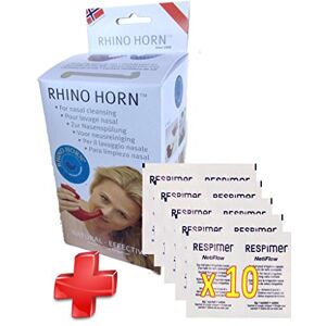 Respimer netiflow RHINO HORN Kit Lavage de Nez Rhino Horn + 10 Sachets Sel pour irrigation nasale - Publicité Respimer netiflow RHINO HORN Kit Lavage de Nez Rhino Horn + 10 Sachets Sel pour irrigation nasale - Publicité