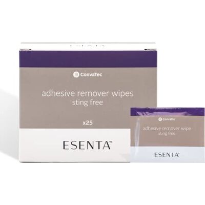 ConvaTec ESENTA Lot de 25 lingettes nettoyantes adhésives pour le contour des estomes et des plaies, sans picotement, sans alcool - Publicité ConvaTec ESENTA Lot de 25 lingettes nettoyantes adhésives pour le contour des estomes et des plaies, sans picotement, sans alcool - Publicité