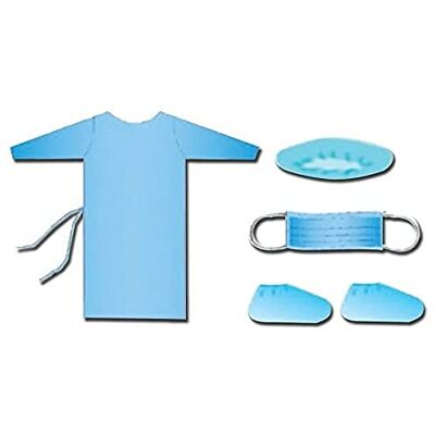 GIMA Mediberg Kit de pansement jetable pour patient ou visiteur, kimono, casquette, masque et couvre-chaussures, non stérile, bleu clair, taille unique, 25 kits - Publicité GIMA Mediberg Kit de pansement jetable pour patient ou visiteur, kimono, casquette, masque et couvre-chaussures, non stérile, bleu clair, taille unique, 25 kits - Publicité