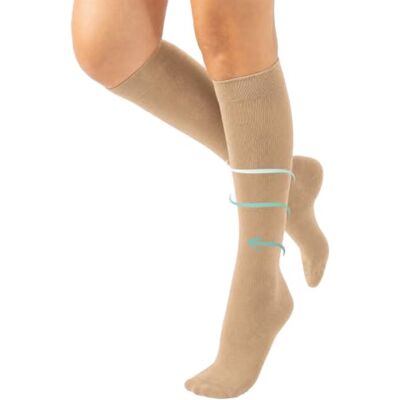 CALZITALY Mi-Bas de Contention en Coton avec Compression Graduée Moyenne 14-16 mm/Hg S, M, L, XL, XXL Made in Italy (Beige, M) - Publicité CALZITALY Mi-Bas de Contention en Coton avec Compression Graduée Moyenne 14-16 mm/Hg S, M, L, XL, XXL Made in Italy (Beige, M) - Publicité