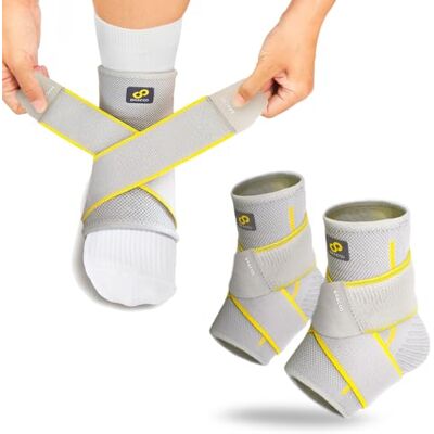 Bracoo Chevillère de Maintien Sport 2 Pièces Chevillère Entorse Réglable avec Sangle de Compression, Soutien Cheville pour Tendon d’Achille et Fasciite Plantaire, Homme Femme, FS60 (Gris, S/M) - Publicité Bracoo Chevillère de Maintien Sport 2 Pièces Chevillère Entorse Réglable avec Sangle de Compression, Soutien Cheville pour Tendon d’Achille et Fasciite Plantaire, Homme Femme, FS60 (Gris, S/M) - Publicité