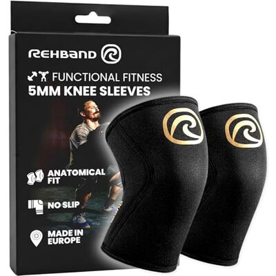 Rehband Genouillère 5 mm Néoprène pour CrossFit et Weightlifting, Knee Sleeve Compression Functional Fitness, Support Genou Musculation et Haltérophilie, Couleur:Or/Noir 1 Paire, Taille:XXL - Publicité Rehband Genouillère 5 mm Néoprène pour CrossFit et Weightlifting, Knee Sleeve Compression Functional Fitness, Support Genou Musculation et Haltérophilie, Couleur:Or/Noir 1 Paire, Taille:XXL - Publicité