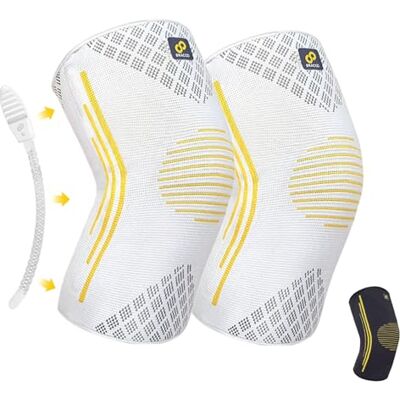 Bracoo Genouillères de Compression, Lot de 2, Renforts Latéraux, Homme et Femme, Soulagement de la Douleur, Arthrose, Ménisque, Sport et Running, KE92 (Gris, M) - Publicité Bracoo Genouillères de Compression, Lot de 2, Renforts Latéraux, Homme et Femme, Soulagement de la Douleur, Arthrose, Ménisque, Sport et Running, KE92 (Gris, M) - Publicité