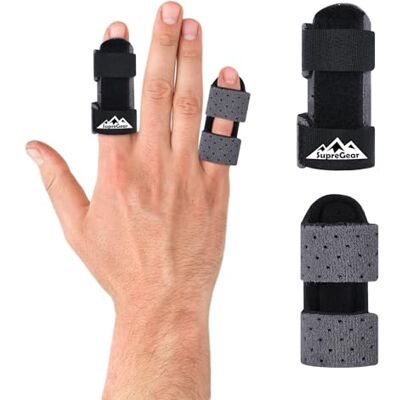 supregear Attelles de Doigt, Lot de 2 Universelles pour Redresser et Soutenir les Doigts Cassés, pour Majeur, Index, Annulaire et Auriculaire, Gris Foncé - Publicité supregear Attelles de Doigt, Lot de 2 Universelles pour Redresser et Soutenir les Doigts Cassés, pour Majeur, Index, Annulaire et Auriculaire, Gris Foncé - Publicité