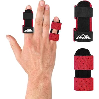 supregear Attelles de Doigt, Lot de 2 Universelles pour Redresser et Soutenir les Doigts Cassés, pour Majeur, Index, Annulaire et Auriculaire, Rouge - Publicité supregear Attelles de Doigt, Lot de 2 Universelles pour Redresser et Soutenir les Doigts Cassés, pour Majeur, Index, Annulaire et Auriculaire, Rouge - Publicité