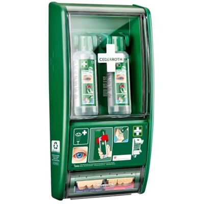 Cederroth Station de douche oculaire, 2 flacons de rinçage oculaire de 500 ml, avec distributeur de pansements, réf. 721500 Rince-œil Station de douche oculaire - Publicité Cederroth Station de douche oculaire, 2 flacons de rinçage oculaire de 500 ml, avec distributeur de pansements, réf. 721500 Rince-œil Station de douche oculaire - Publicité