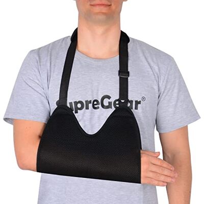 supregear Écharpe de Bras en Maille avec Coussins Souples, Réglable Respirante avec Immobilisateur D'épaule Élingue de Bras de Douche Léger Support de Coude, S'adapte au Bras Gauche/Droit - Publicité supregear Écharpe de Bras en Maille avec Coussins Souples, Réglable Respirante avec Immobilisateur D'épaule Élingue de Bras de Douche Léger Support de Coude, S'adapte au Bras Gauche/Droit - Publicité