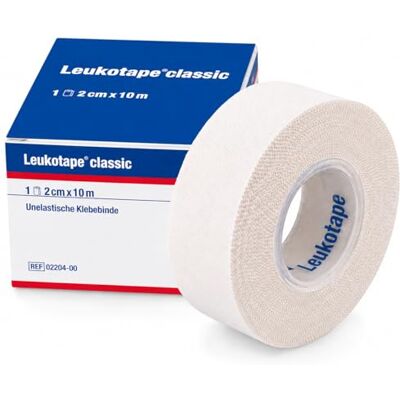 BSN Medical BSN Leukotape Classic, Sport Tape, Tape Verband, 10 m x 2 cm, weiß - Publicité BSN Medical BSN Leukotape Classic, Sport Tape, Tape Verband, 10 m x 2 cm, weiß - Publicité