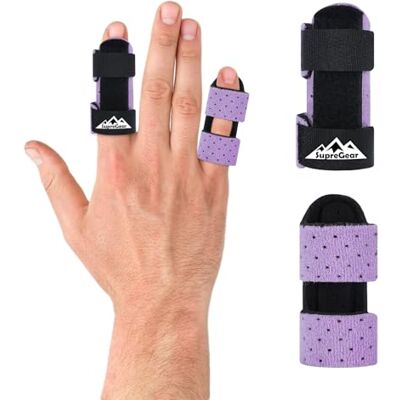 supregear Attelles de Doigt, Lot de 2 Universelles pour Redresser et Soutenir les Doigts Cassés, pour Majeur, Index, Annulaire et Auriculaire, Violet Clair - Publicité supregear Attelles de Doigt, Lot de 2 Universelles pour Redresser et Soutenir les Doigts Cassés, pour Majeur, Index, Annulaire et Auriculaire, Violet Clair - Publicité