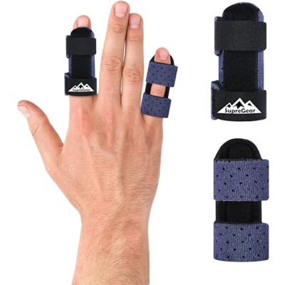 supregear Attelles de Doigt, Lot de 2 Universelles pour Redresser et Soutenir les Doigts Cassés, pour Majeur, Index, Annulaire et Auriculaire, Bleu Foncé - Publicité supregear Attelles de Doigt, Lot de 2 Universelles pour Redresser et Soutenir les Doigts Cassés, pour Majeur, Index, Annulaire et Auriculaire, Bleu Foncé - Publicité