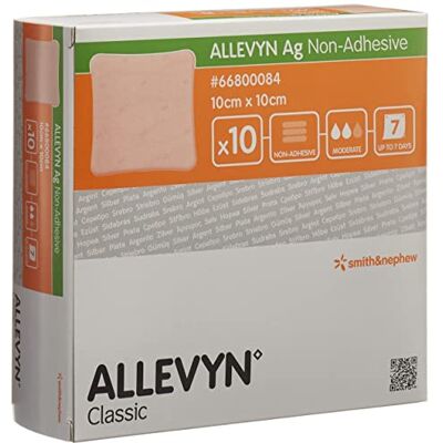 Smith & Nephew Allevyn Ag Lot de 10 pansements en mousse non adhésifs 10 cm x 10 cm - Publicité Smith & Nephew Allevyn Ag Lot de 10 pansements en mousse non adhésifs 10 cm x 10 cm - Publicité