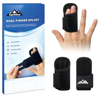 supregear Attelle Deux Doigts (Lot de 2), Bande Buddy Ajustable pour Doigts Cassés ou Entorsés Index Majeur Annulaire Auriculaire, Manchon Double Doigt Soutien Articulaire, Noir - Publicité supregear Attelle Deux Doigts (Lot de 2), Bande Buddy Ajustable pour Doigts Cassés ou Entorsés Index Majeur Annulaire Auriculaire, Manchon Double Doigt Soutien Articulaire, Noir - Publicité