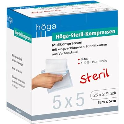 Höga Compresses stériles de, Compresses de Gaze Stériles – 5 x 5 cm – lot de 5 x 2, stériles, 8 prises en 14079-type 17, pack de 3 - Publicité Höga Compresses stériles de, Compresses de Gaze Stériles – 5 x 5 cm – lot de 5 x 2, stériles, 8 prises en 14079-type 17, pack de 3 - Publicité