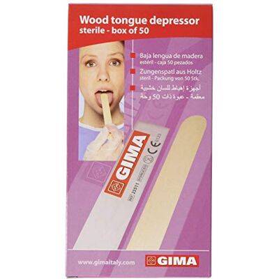GIMA Abaisse-langues médicaux, en bois de bouleau de qualité. Finition précise des bords. Stériles. 40 Boîtes de 50 pcs: 2000 Unités. Dimensions: 152 x 18 x 1,6 mm. Publicité GIMA Abaisse-langues médicaux, en bois de bouleau de qualité. Finition précise des bords. Stériles. 40 Boîtes de 50 pcs: 2000 Unités. Dimensions: 152 x 18 x 1,6 mm. Publicité