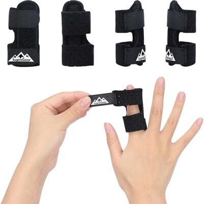 supregear Pack de 4 attelles ajustables pour Doigt, Support pour Doigt Gâché, Redressement pour Index/Majeur/Annulaire et Auriculaire, Noir - Publicité supregear Pack de 4 attelles ajustables pour Doigt, Support pour Doigt Gâché, Redressement pour Index/Majeur/Annulaire et Auriculaire, Noir - Publicité