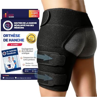 Dr. Arthritis Doctor Developed Stabilizing Hip Support Brace Sciatica Pain Relief, Piriformis Syndrome and Sciatic Nerve Pain Thigh compression, Hamstring compression wrap (Noir, Gauche L/XL) - Publicité Dr. Arthritis Doctor Developed Stabilizing Hip Support Brace Sciatica Pain Relief, Piriformis Syndrome and Sciatic Nerve Pain Thigh compression, Hamstring compression wrap (Noir, Gauche L/XL) - Publicité