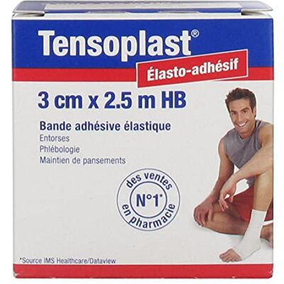 BSN Medical Essity Tensoplast Bande Adhésive Élastique 3 cm x 2,5 m HB - Publicité BSN Medical Essity Tensoplast Bande Adhésive Élastique 3 cm x 2,5 m HB - Publicité