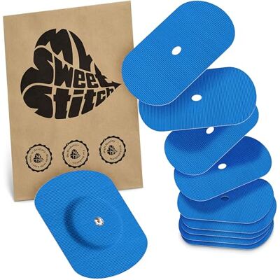 MySweetStitch 10 x Freestyle Libre 1 & 2 pansement, Oval avec trou d'aération, Overpatch Ø 70 x 55 mm, protection capteur, imperméable, respirant, doux pour la peau, Fabriqué en Allemagne, Bleu - Publicité MySweetStitch 10 x Freestyle Libre 1 & 2 pansement, Oval avec trou d'aération, Overpatch Ø 70 x 55 mm, protection capteur, imperméable, respirant, doux pour la peau, Fabriqué en Allemagne, Bleu - Publicité