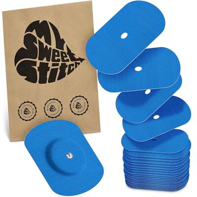 MySweetStitch 25 x Freestyle Libre 1 & 2 pansement, Oval avec trou d'aération, Overpatch Ø 70 x 55 mm, protection capteur, imperméable, respirant, doux pour la peau, Fabriqué en Allemagne, Bleu - Publicité MySweetStitch 25 x Freestyle Libre 1 & 2 pansement, Oval avec trou d'aération, Overpatch Ø 70 x 55 mm, protection capteur, imperméable, respirant, doux pour la peau, Fabriqué en Allemagne, Bleu - Publicité