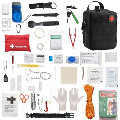 VEVOR Trousse Premiers Secours en Nylon 600D Kit Sac de Survie 250 PCS Fournitures Médicales d'urgence, Tissu Résistant, pour Camping, Bateau, Voyages, Randonnée, Chasse, Aventure en Plein Air, Noir - Publicité VEVOR Trousse Premiers Secours en Nylon 600D Kit Sac de Survie 250 PCS Fournitures Médicales d'urgence, Tissu Résistant, pour Camping, Bateau, Voyages, Randonnée, Chasse, Aventure en Plein Air, Noir - Publicité