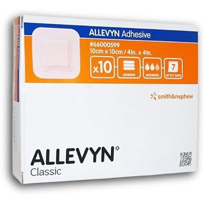 Smith & Nephew Allevyn Classic Adhesive Dressing, 10cm x 10cm, Pack of 10 - Publicité Smith & Nephew Allevyn Classic Adhesive Dressing, 10cm x 10cm, Pack of 10 - Publicité