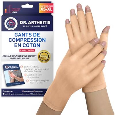 Dr. Arthritis Gants pour l'arthrite Gants et manuel conçu par un médecin Doux avec une compression moyenne Couleur peau Pour l'arthrite, la maladie de Raynauds et le canal carpien - Publicité Dr. Arthritis Gants pour l'arthrite Gants et manuel conçu par un médecin Doux avec une compression moyenne Couleur peau Pour l'arthrite, la maladie de Raynauds et le canal carpien - Publicité