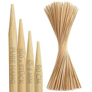 Pure 100 brochettes de feu de Camp Extra Longues brochettes de Bambou pour guimauves de Pain de bâton de Saucisse Bol à feu 90cm x 6mm LFGB vérifié - Publicité
