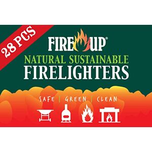 FIRE UP Lot de 28 allume-feux naturels durables – Parfait pour allumer les barbecues, cheminées et feux ouverts – Certifié FSC et neutre en CO2 – Pas d'huile de palme - Publicité