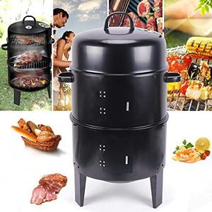 Aohuada Fumoir 3 en 1 Barbecue au charbon de bois 84 cm Avec thermomètre 2 bols d'eau émaillés 2 filets cuits au four - Publicité