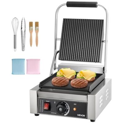 VEVOR Gril Panini Électrique 1800 W, Machine à Panini avec Plaque Émaillée Plate de 22x23 cm, Appareil à Sandwich en Inox, avec Poignée et Contrôle de la Température, pour Hamburger, Steak, Cuisine - Publicité VEVOR Gril Panini Électrique 1800 W, Machine à Panini avec Plaque Émaillée Plate de 22x23 cm, Appareil à Sandwich en Inox, avec Poignée et Contrôle de la Température, pour Hamburger, Steak, Cuisine - Publicité