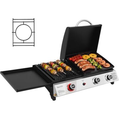 Royal Gourmet 3 Brûleurs Barbecue Gaz Portable, 3 en 1 Plancha et Grille en Émaillés Combinés avec Couvercle Multifonctionnel, Puissance 8.5kW Propane, Adapté pour le Camping et l' Extérieur, Noir - Publicité Royal Gourmet 3 Brûleurs Barbecue Gaz Portable, 3 en 1 Plancha et Grille en Émaillés Combinés avec Couvercle Multifonctionnel, Puissance 8.5kW Propane, Adapté pour le Camping et l' Extérieur, Noir - Publicité
