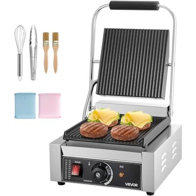 VEVOR Gril Panini Électrique 1800 W, Presse à Panini avec Plaque Émaillée Plate de 22x23 cm, Appareil à Sandwich en Inox, avec Poignée et Contrôle de la Température, pour Hamburger, Steak, Cuisine - Publicité VEVOR Gril Panini Électrique 1800 W, Presse à Panini avec Plaque Émaillée Plate de 22x23 cm, Appareil à Sandwich en Inox, avec Poignée et Contrôle de la Température, pour Hamburger, Steak, Cuisine - Publicité