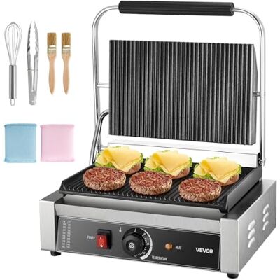 VEVOR Gril Panini Électrique 2200 W, Machine à Panini avec Plaque Émaillée Plate de 34x23 cm, Appareil à Sandwich en Inox, avec Poignée et Contrôle de la Température, pour Hamburger, Steak, Cuisine - Publicité VEVOR Gril Panini Électrique 2200 W, Machine à Panini avec Plaque Émaillée Plate de 34x23 cm, Appareil à Sandwich en Inox, avec Poignée et Contrôle de la Température, pour Hamburger, Steak, Cuisine - Publicité