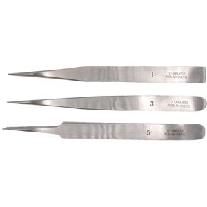 KD89 Assortiment de 3 Brucelles N°1 N°3 N°5 Pincettes de précision en Acier Anti-Magnétique - Publicité KD89 Assortiment de 3 Brucelles N°1 N°3 N°5 Pincettes de précision en Acier Anti-Magnétique - Publicité