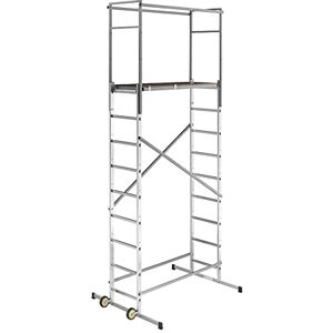 Hailo Echafaudage roulant d'escalier intérieur et extérieur 2,5m/4,5m en aluminium HobbyStep H5 - Publicité Hailo Echafaudage roulant d'escalier intérieur et extérieur 2,5m/4,5m en aluminium HobbyStep H5 - Publicité