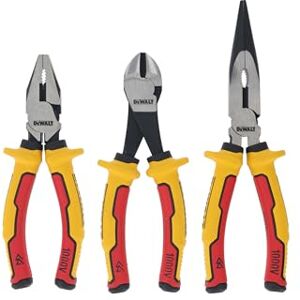 DeWalt Lot de 3 pinces VDE, équipées de poignées confortables à 3 coups de qualité supérieure, elles ont une rainure antidérapante profilée pour un amorti et un contrôle optimaux. Publicité DeWalt Lot de 3 pinces VDE, équipées de poignées confortables à 3 coups de qualité supérieure, elles ont une rainure antidérapante profilée pour un amorti et un contrôle optimaux. Publicité