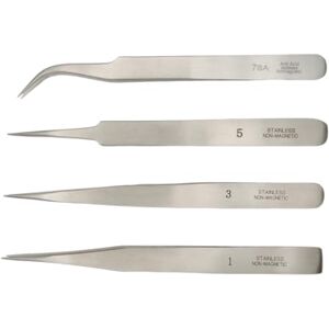 KD89 Assortiment de 4 Brucelles N°1 N°3 N°5 N°7 Pincettes de précision en Acier Inoxydable Anti-Magnétique - Publicité KD89 Assortiment de 4 Brucelles N°1 N°3 N°5 N°7 Pincettes de précision en Acier Inoxydable Anti-Magnétique - Publicité